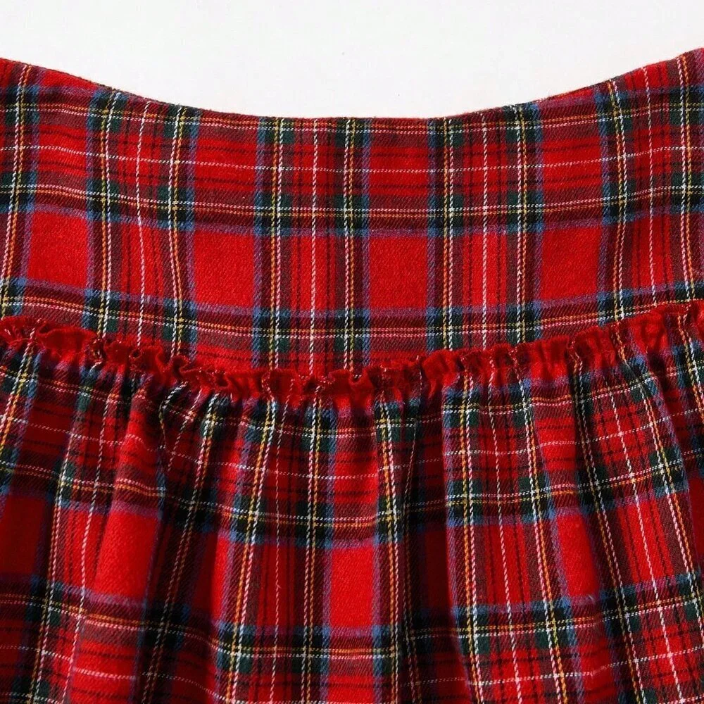 Multicolor Casual Women's Fitted Long Sleeve Jumpsuit & Plaid Skirt Christmas - Picture 4 of 8